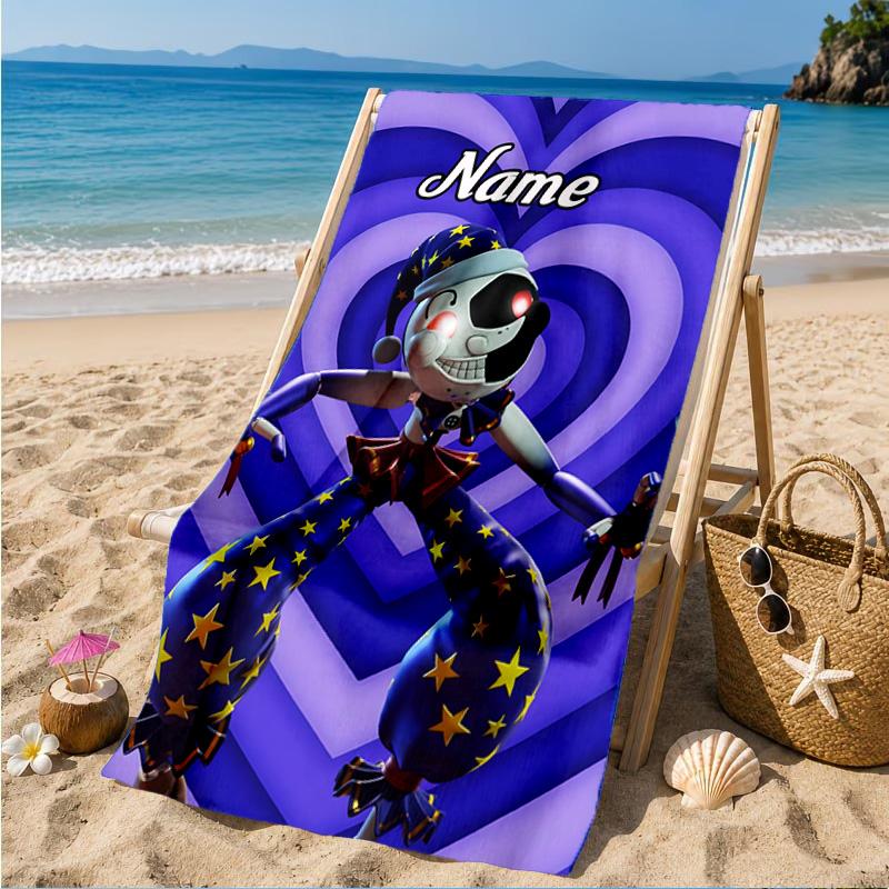 Custom Name Daycare Star Adventure Heart In Space Adventure Microfiber Beach Towel, Lightweight for Summer Travel, Swimming Pool Fan Gift