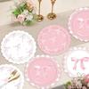 10pcs Pink Color Bow Themed Party Decoration Paper Plates Bow Shape Napkins  Bachelorette Party