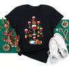 Polyester  100% New Christmas Happy Christmas Tree Santa Claus Casual and Fashionable Round-neck Short-sleeved Women's Base Tops