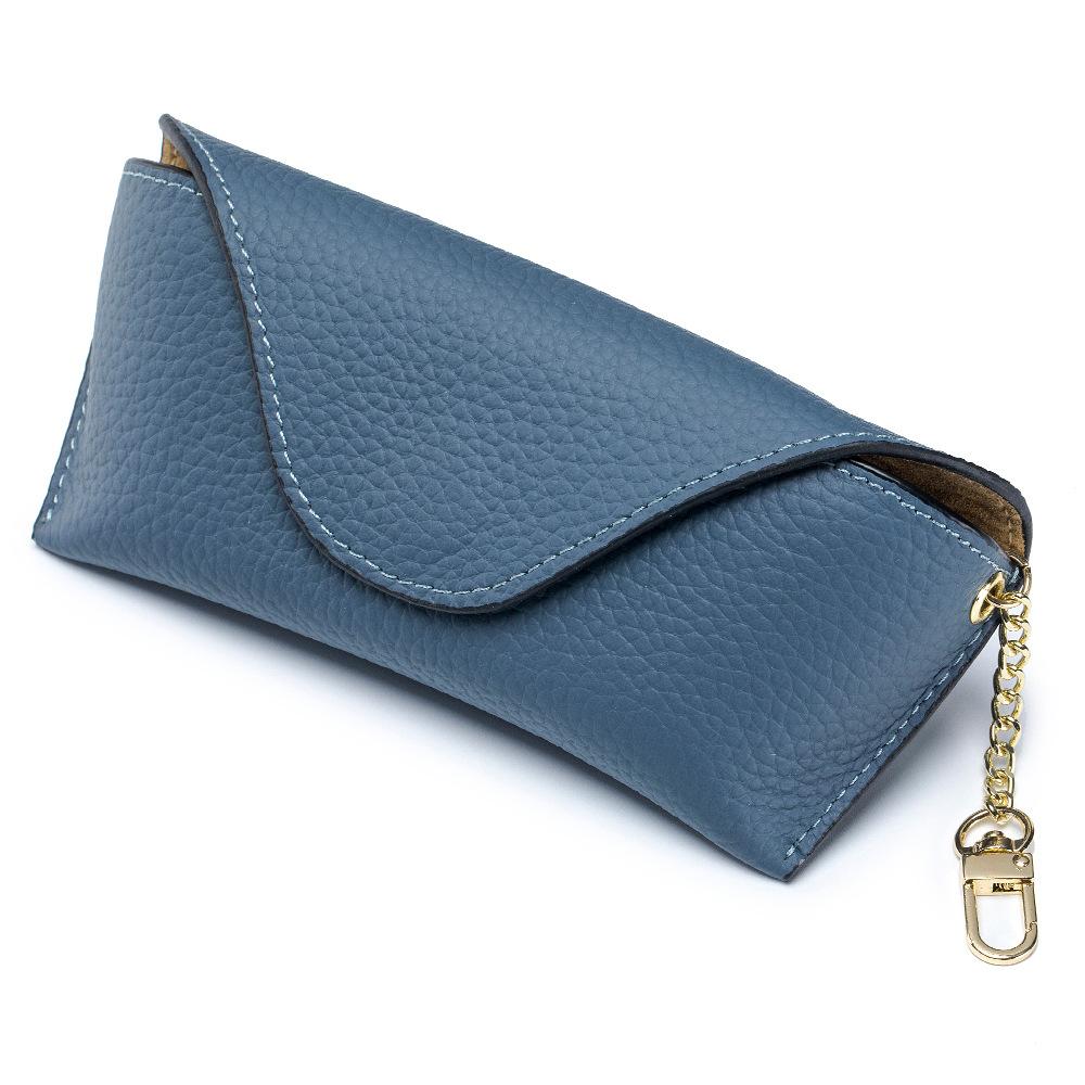 

Чохол-сумка з натуральної шкіри для окулярів для читання для чоловіків і жінок, з коров ячої шкіри, для зберігання сонцезахисних окулярів, кишеня, футляр для окулярів, захисник для окулярів синій