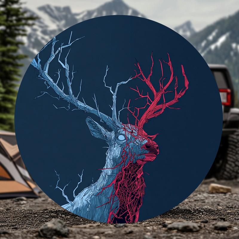 Mystic Antler Stag Spare Tire Cover Waterproof Sun Protection Outdoor SUV Accessory