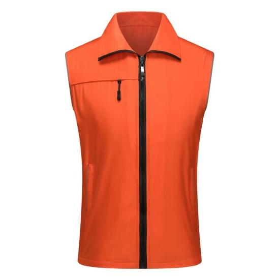 

Мужской жилет, повседневный жилет без рукавов с лацканами на молнии, сплошной цвет, дышащий волонтерский общественный рабочий пальто, жилет, женская рабочая одежда, униформа, верхняя одежда L