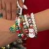 SHIXIN Cute Christmas Series Tree Snowflake Snowman Pendant Bracelet Set Women Adjustable Crystal Bead Chain Rope Chain Bracelet