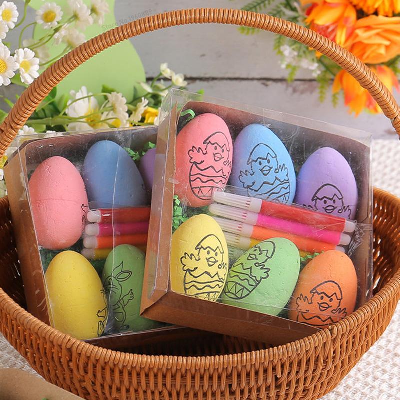 2025 Easter Hand-painted Random Egg Graffiti Cartoon Bunny Eggs Chick Easter Decorations for Party Kids Gift Favor Home Decor