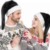 Black Plush Santa Hat Women Beanie Winter Hat Soft Slouchy Warm Christmas Hat