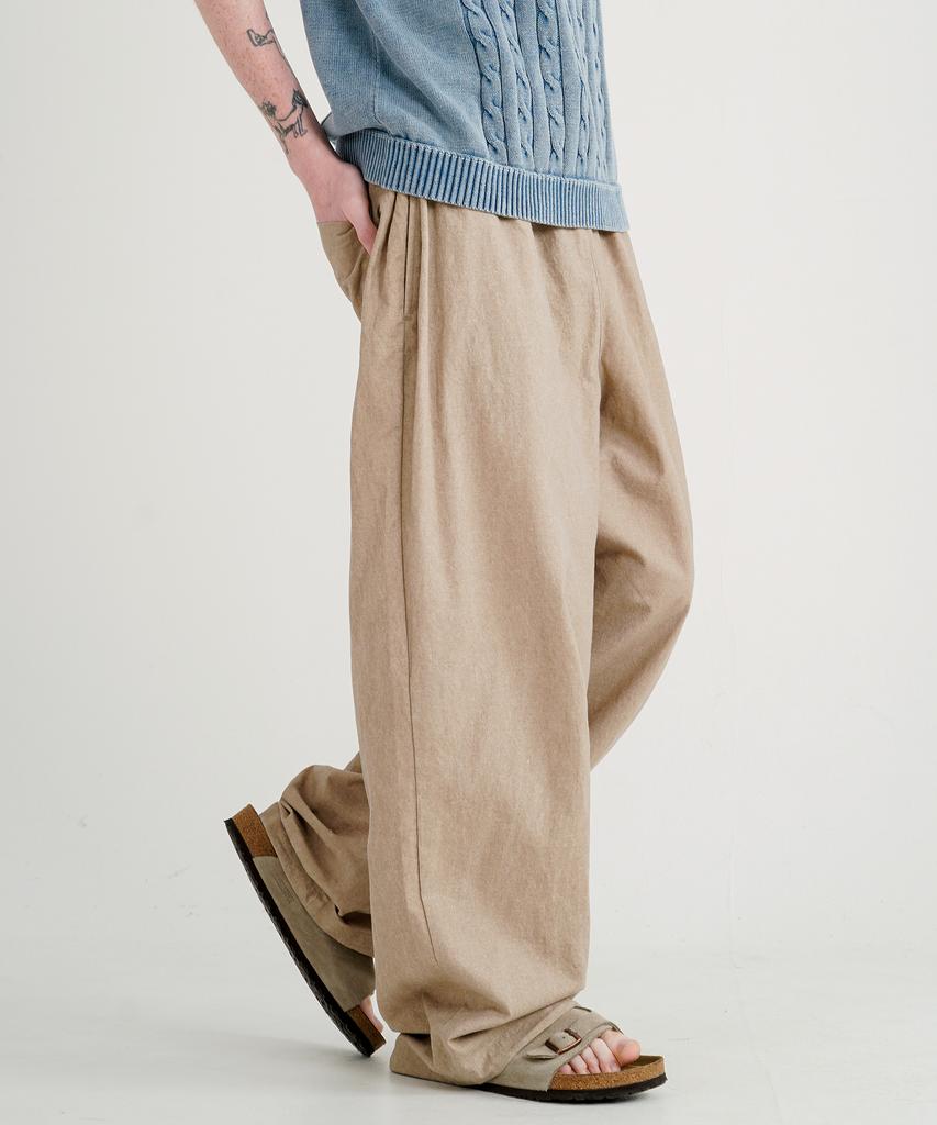WV PROJECT Turn-Dyed Like Linen Elastic Waist Pants Beige Jnlp7717