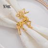 Thanksgiving Dinner Decorations Christmas Deer Napkin Ring, Faceted Metal Elk Holder, Reusable Western Style Tableware Ring for Xmas Holiday