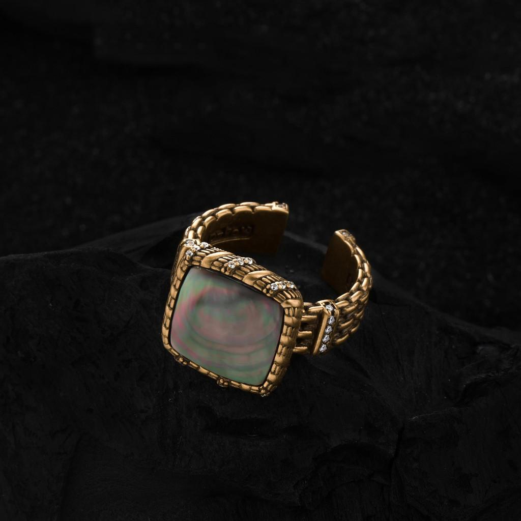 Fashion 925 Statement Sterling Silver Adjustable Moonlight Square Ring With Brilliant Zirconia