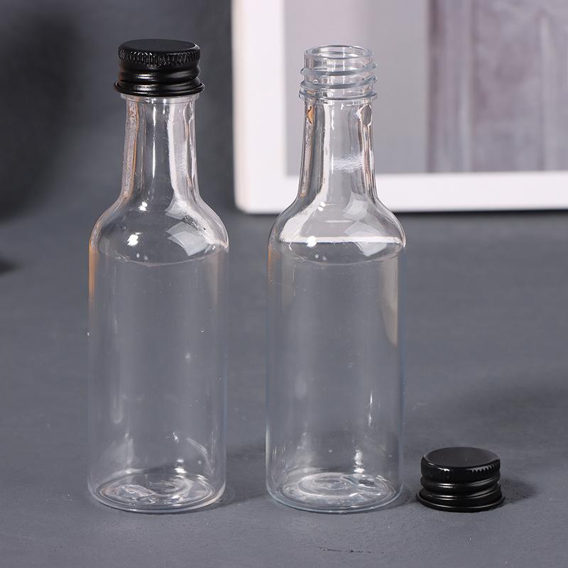 6 stk 50 ml Mini Klare PET Påfyllbare Vinflasker Små Flasker For Fest Bryllup Likørflasker Med Lekkasjesikkert Skrulokk