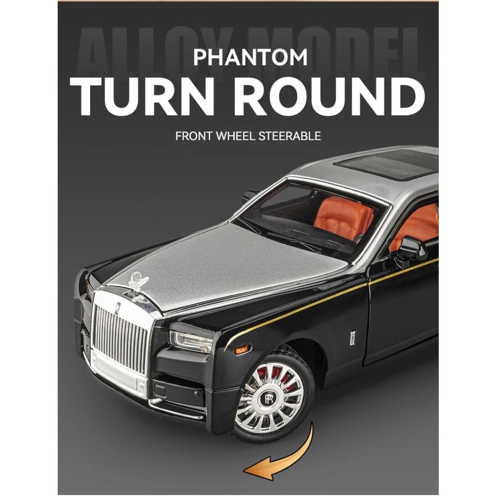 Modèle réduit de voiture Rolls-Royce Phantom à l'échelle 1/18, jouet en alliage de zinc moulé sous pression avec son et lumière, modèle de modélisation réaliste