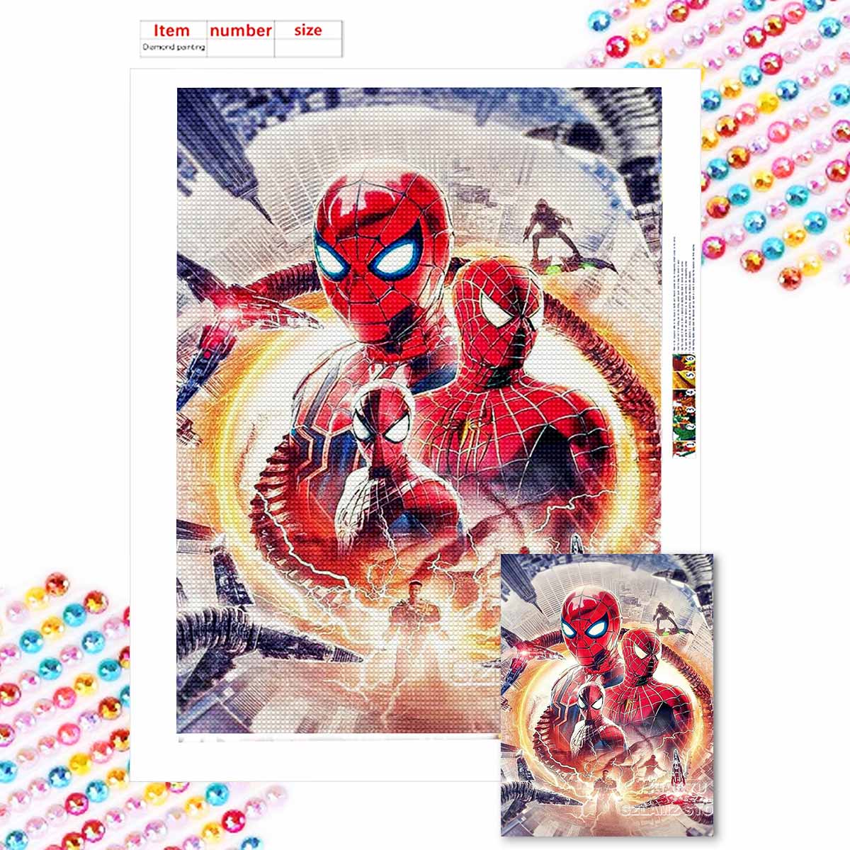 

Наборы для алмазной мозаики 5D для взрослых, наборы с полными круглыми кристаллами «Человек-паук» для начинающих для украшения стен дома Round 20x30cm