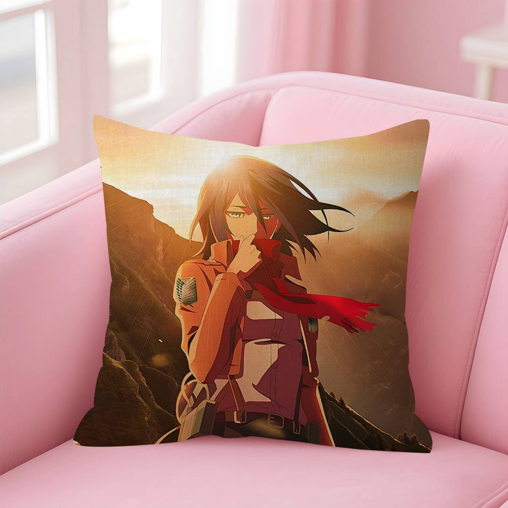Anime AAttack On Titan Mikasa Ackerma Pillow Cushion Cover Pillowcase Living Room Sofa Home Decor Customized