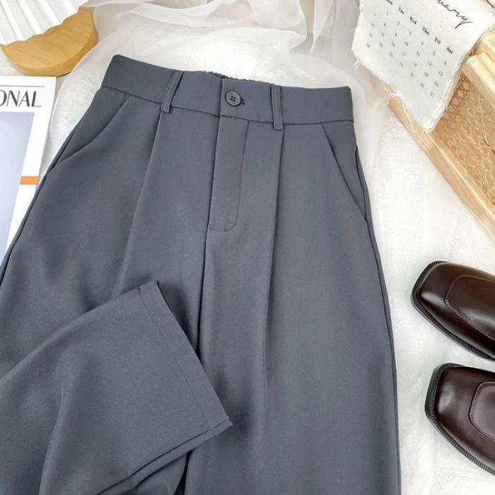 Women's High-Waisted Straight-Leg Suit Pants - Korean Style, Slimming, Casual, Spring/Autumn 2025