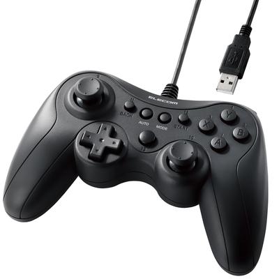 ELECOM Wired Gamepad with Rapid and Switchable Stick Xinput, Xbox-Style Layout, Fire, Modes, Lightweight, Black, JC-GP20XBK