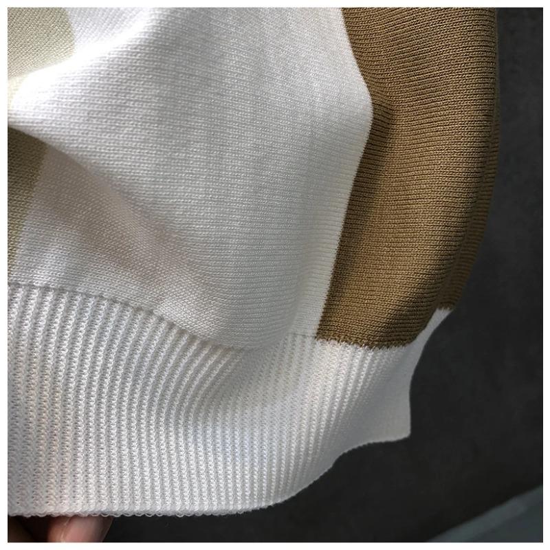 Half Zip Western-style Ice Silk Thin Short Sleeved Sweater Men Summer Cool Knit T-shirt Men Mens Polo Shirt