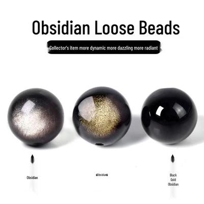 Handgefertigtes Obsidian Pixiu Armband Perlen: Silber & Natürlicher Obsidian Perlenzubehör