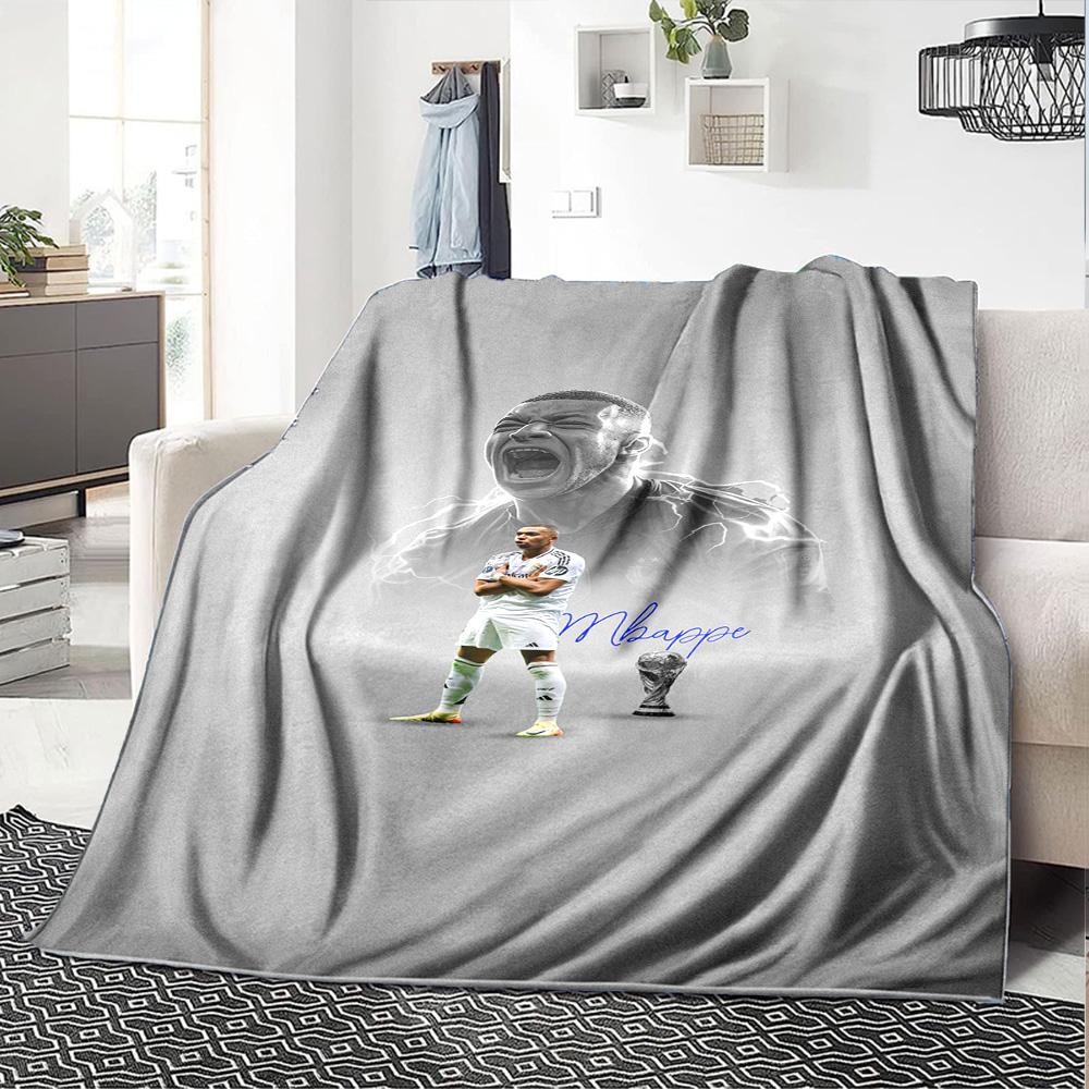 Star Player Kylian Mbappé Blanket Comfortable Great for Office Couch Bed for All Seasons Playful Design Best Holiday Gift for Friends Family