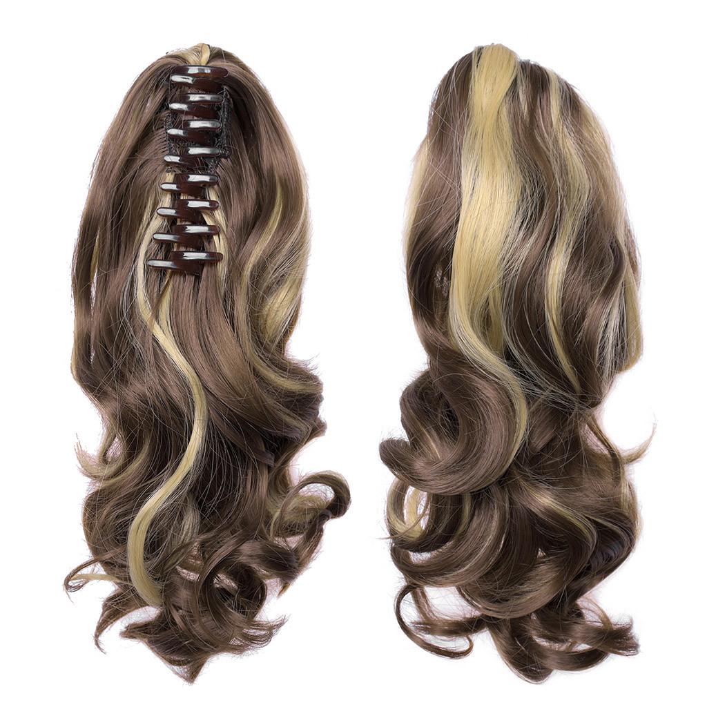 Langes Haar, Dutt, Perücke, Pferdeschwanz, matt, Hochtemperatur-Seidenfaser, Krallenklammer, 43,2 cm