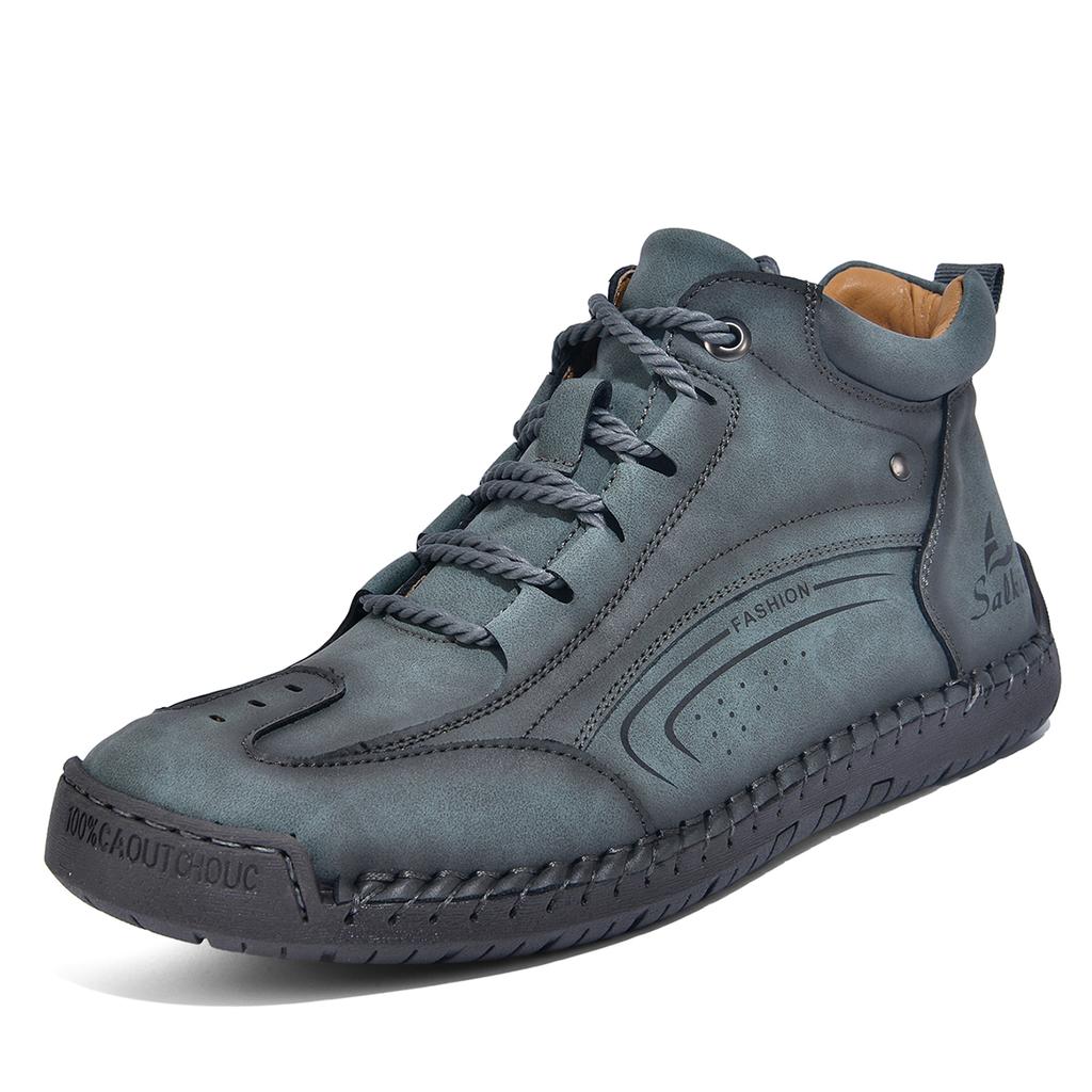 Plus Size Split Leather Shoes Men Vintage Hand Stitching Soft Business Casual Ankle Boots