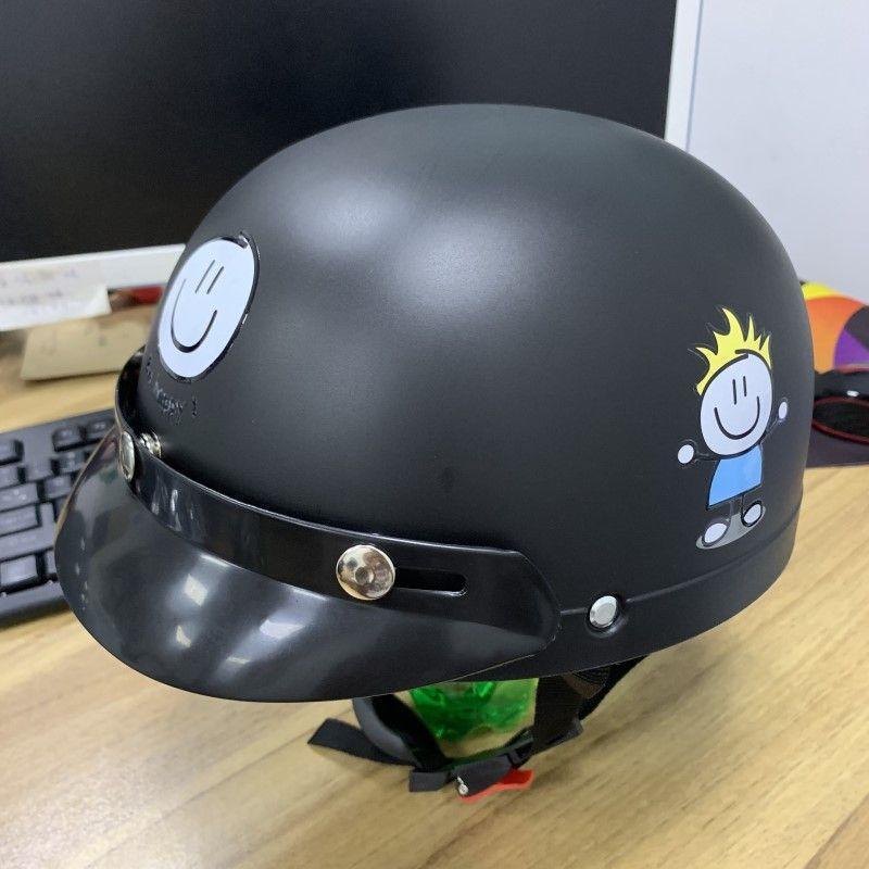 Trendy Street-Style Half Helmet with Eye Protection for Young Riders