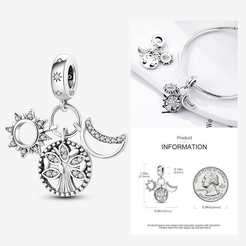 New In Star Moon Sun Series Charm Beads Fit Pandach Original Bracelet Women Copper Pendant Bead Jewelry Gift