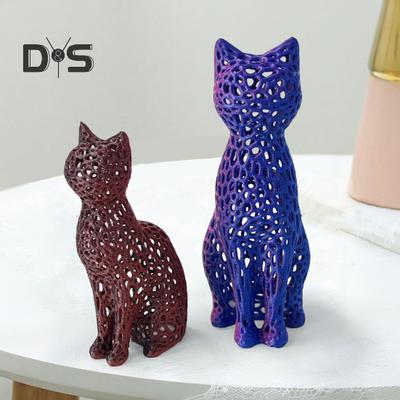 Hollow Cat Statue Collectible 3D Printed Cat Figurine Home Office Tabletop Kitten Ornament Christmas Gift for Cat Lovers