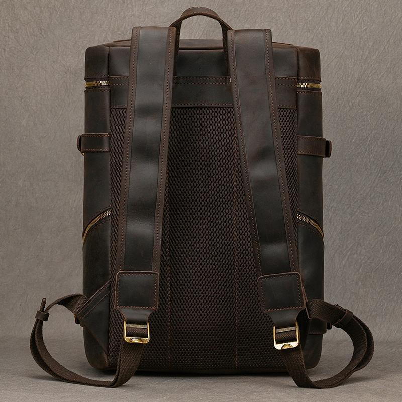 Vintage Genuine Leather Men's Backpack Large capacity travel bag crazy horse leather male 14" Laptop travel backpacks school Bag