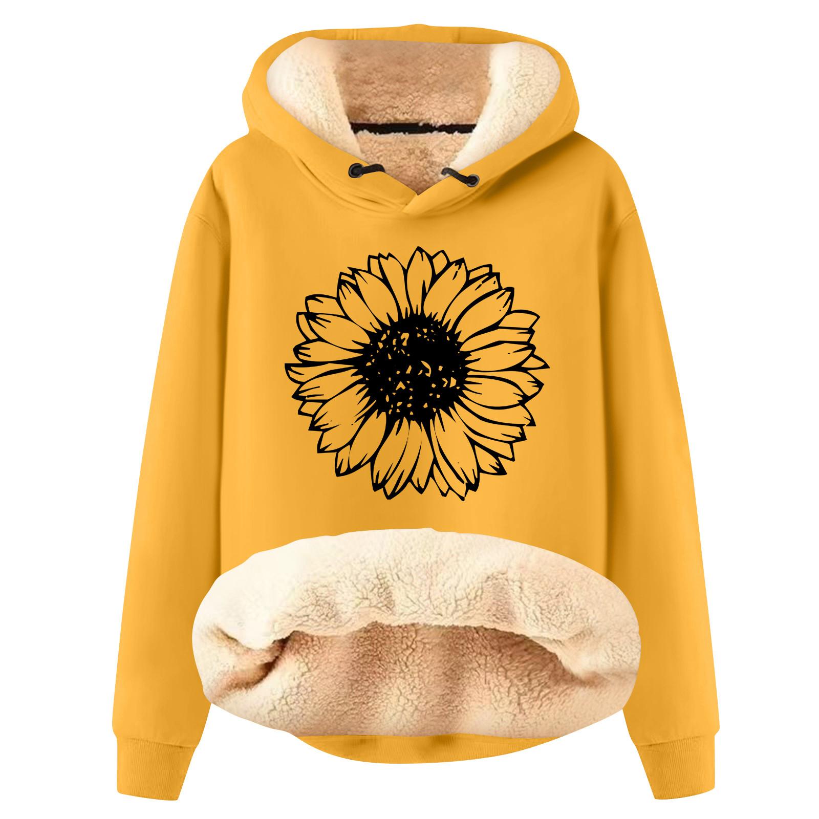 

Женская модная плюшевая теплая свободная толстовка с капюшоном и принтом S жёлтый