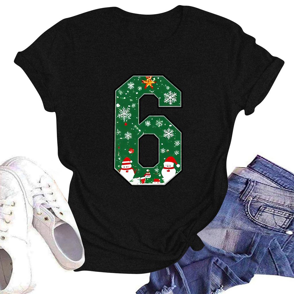 Camiseta de manga corta con cuello redondo y estampado de moda para mujer