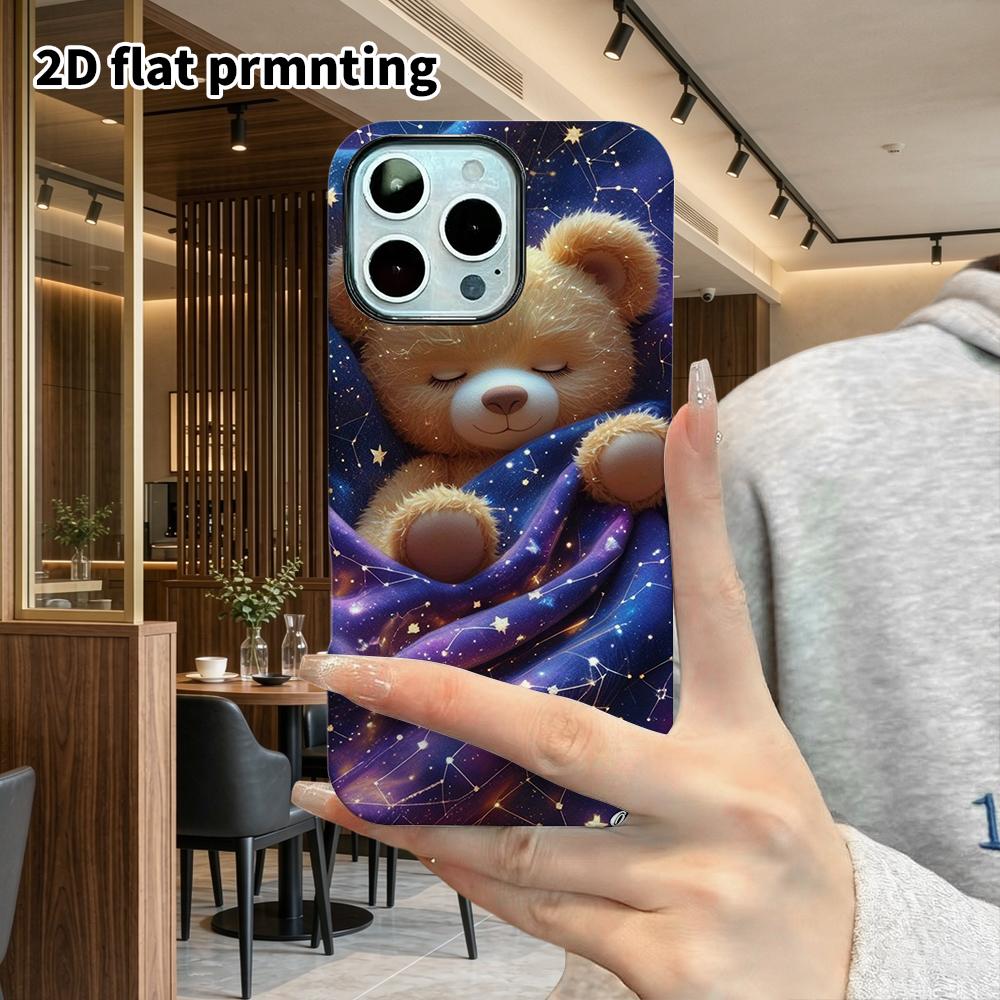 Phone Case: 2D Flat Design Suitable for iPhone 18 17 16 15 14 13 Pro Film Protective Case, Couple Style, Sleeping Brown Bear, Christmas and Halloween 