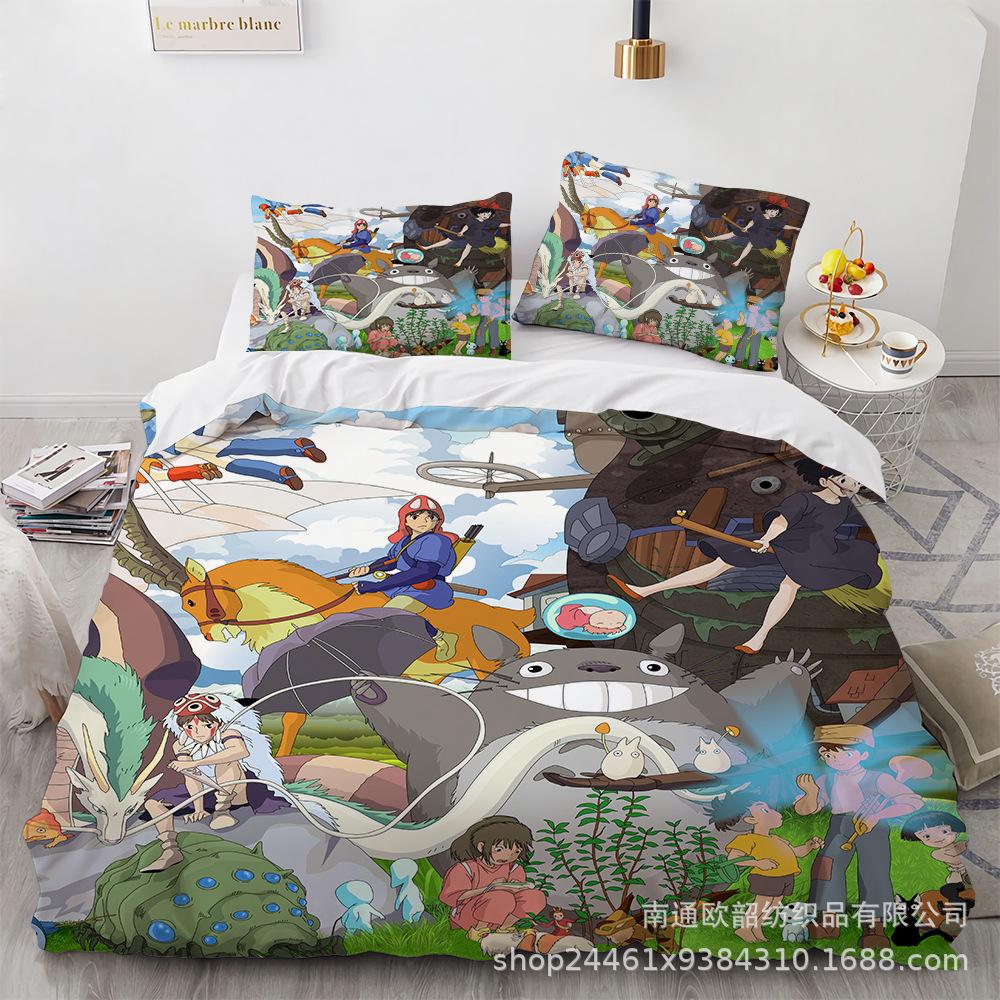 3D Digital Printing Cartoon Animation Chinchilla Bedding Three-Piece Set, Quilt Cover Pillowcase Four-Piece Set
