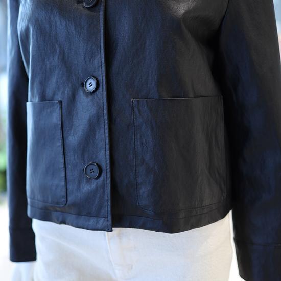Olive de Olive Out Pocket Faux Leather Jacket YY6SJD06