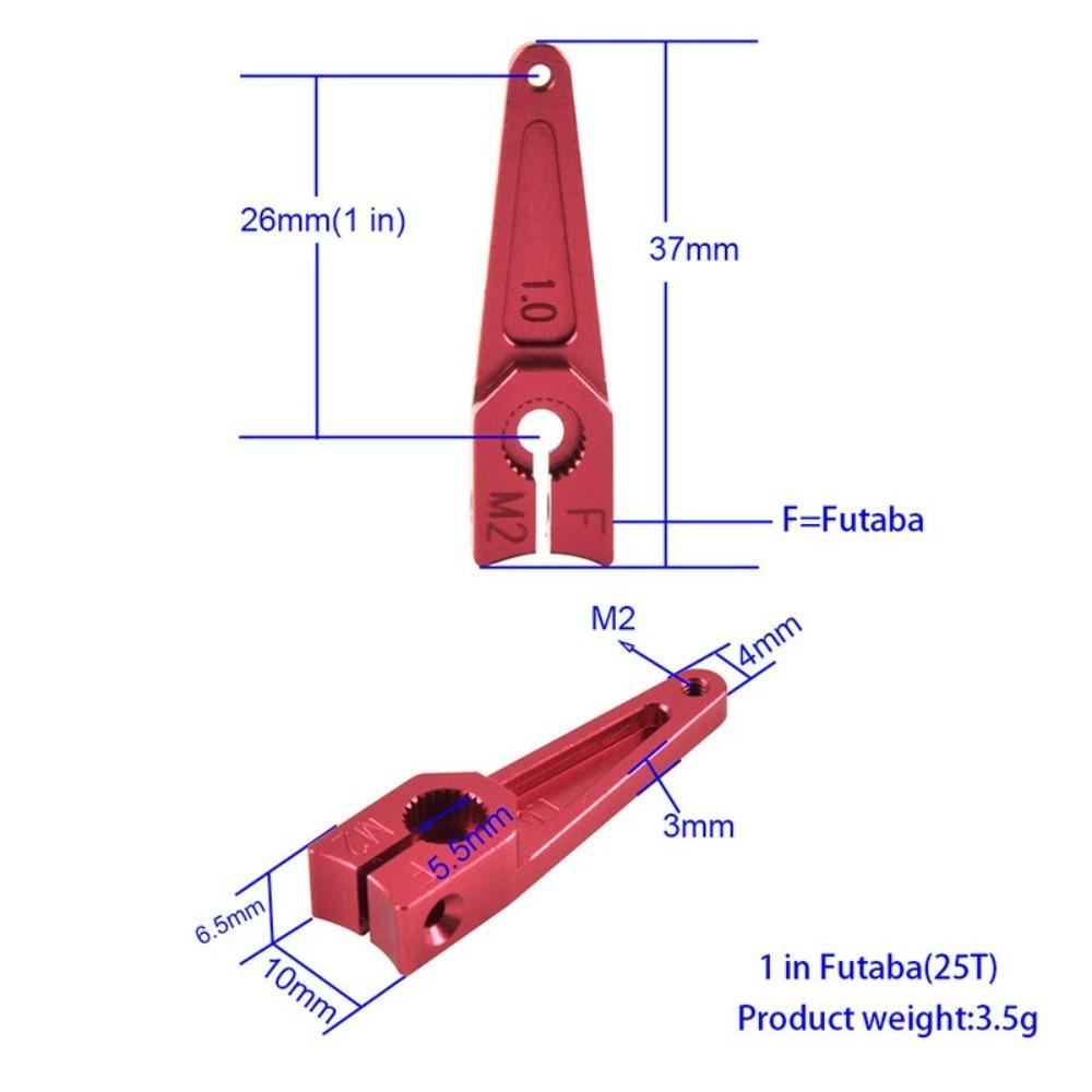 New Aluminum Alloy CNC Servo Arm 25T 1/1.25/1.5/1.75/2 Inch Steering Horn Red Durable Servo Swing Arm for RC Airplane