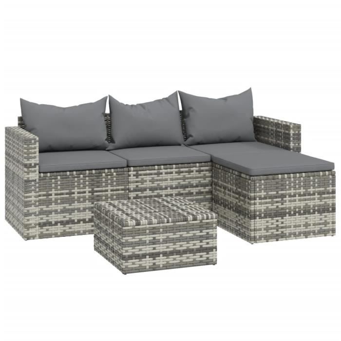 VidaXL Garden Lounge Set 3 Pcs with Cushions Grey Wicker 362331