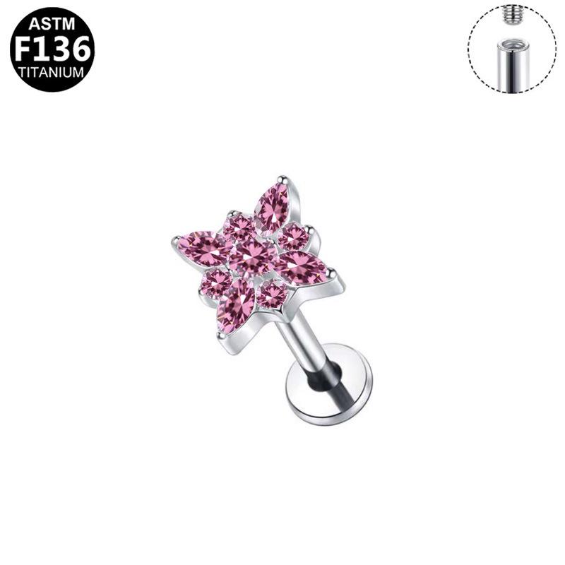 G23 Titanium Legering Mode Piercing Sieraden: Oorbel met Interne Schroefdraad Paardenoog Zirkonia