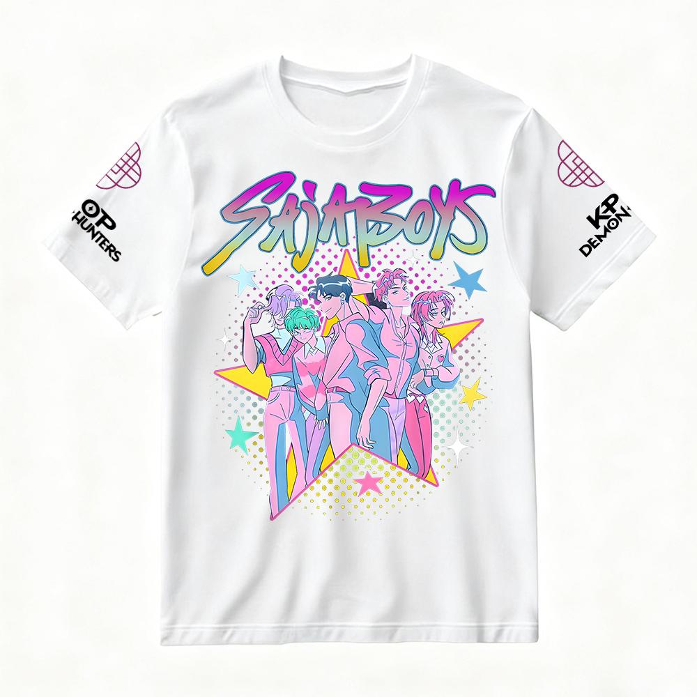 Women's Summer KPop Demon Hunters Graphic T-Shirt SAJABOYS Star-Printed Vibrant Top for Fashion Streetwear Casual Daily Y2k Top