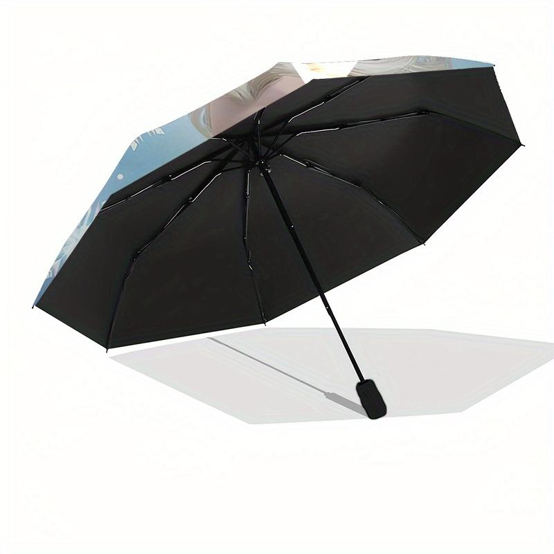 Elsa,Frozen Automatic Umbrella - Tri-fold Portable Umbrella, Best Holiday Gift for Men and Women, Durable Iron Frame, Playful Design, Sturdy