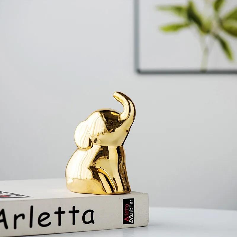 Nordic Ceramic Home Simple Gold Elephant Decoration Table Decoration Ceramic Crafts Modern Decorative Decoration Vintage Home