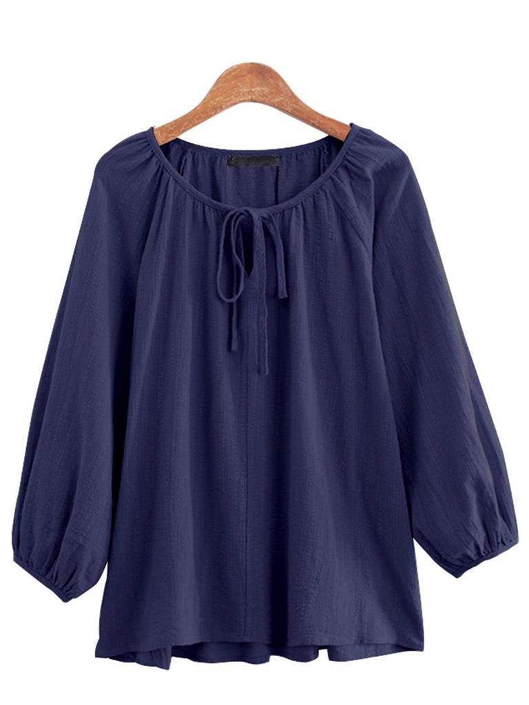 2022 Spring Casual Urban Cotton Crew Neck Loose Fit Women's Pullover Shirt