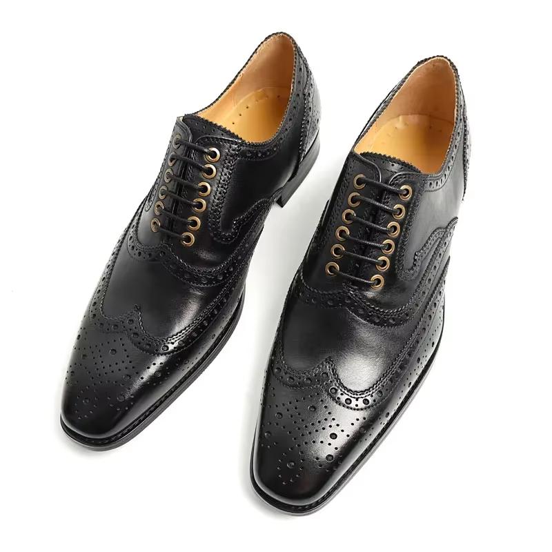 

Fashion Men Brogue Oxford Shoes Genuine Leather Handmade Classic Formal Wedding Party Shoes Vintage Retro Style Zapatos De Vestir Hombre 39