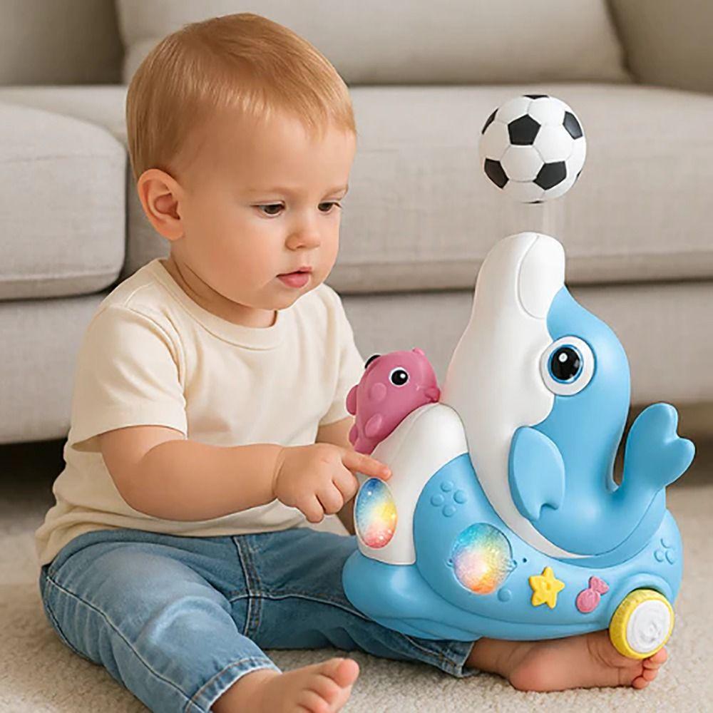 Electric Blowing Ball Electric Dolphin LED Light Collision Auto Steering  Kids Toys