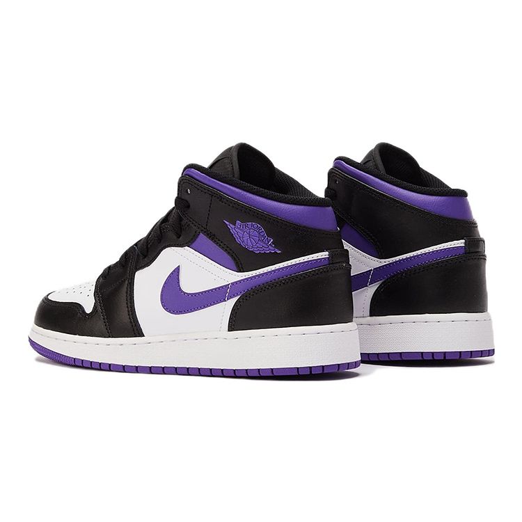 Air Jordan 1 Mid GS Dark Iris Sneakers per Bambini Viola Nero Bianco 554725-095