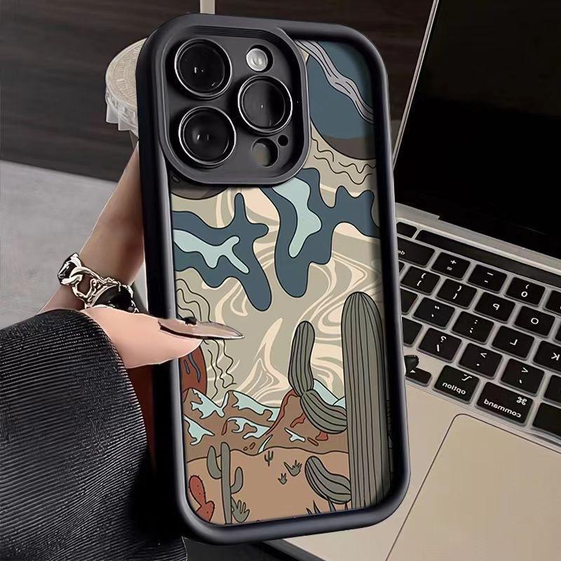 Personalized retro desert for iPhone15Pro mobile phone case 14plus Apple 13 Pro creative 12 soft x/xs