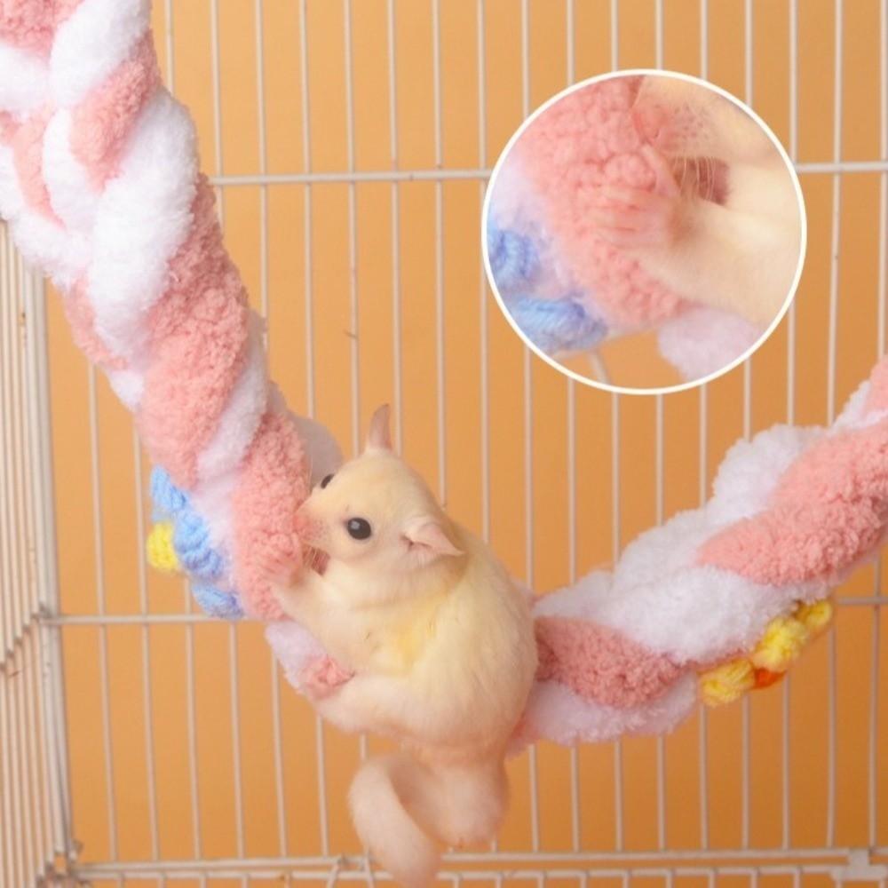 Cotton Rope Hamster Hanging Swing Chew Resistant Hand-Braided Knot Birds Climbing Rope Toy Interactive Entertainment