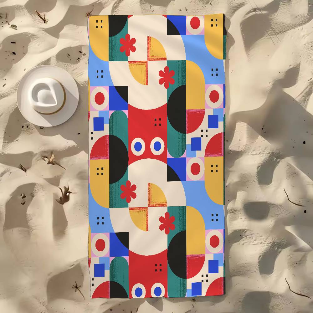 Geometric Pattern Print Microfiber Beach Towel Absorbent Quick Dry Soft Yoga Swimming Resort Mountain Climbing Towel