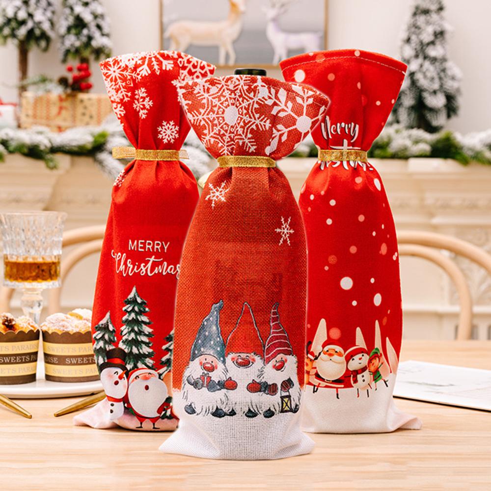 Christmas Wine Bottle Cover Santa Claus Snowman Christmas Party Dinner Table Decoration Xmas Gift Ornament New Year