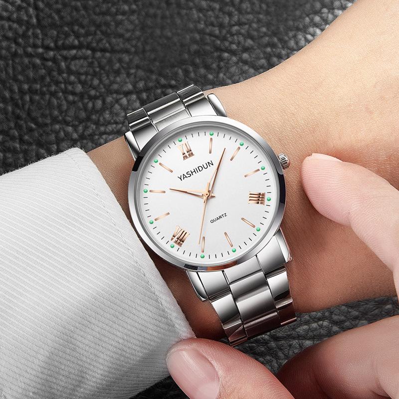 Luminous Quartz Watches: Stylish Men's, Women's & Couple's Waterproof Designs with Steel or Leather Bands