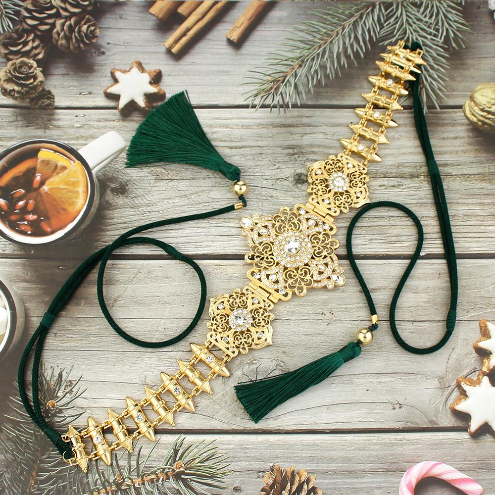 Bijuterii Mireasa De Dama Chic Culoare Aurie Lant In Talie Cu Franjuri Accesorii