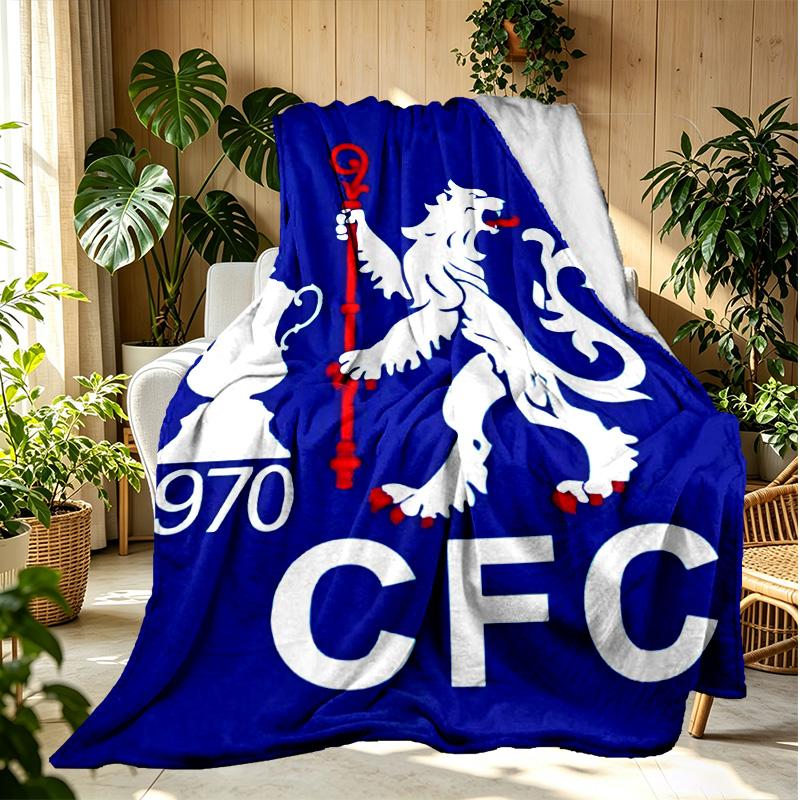 Chelsea F.C Pattern Blanket for Home Decoration, Bed, Sofa, Car Travel, Camping, Suitable for All Seasons, Birthday Christmas Gift