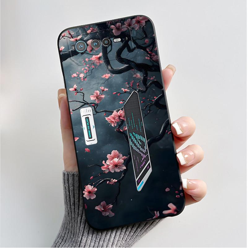 

For Asus ROG 6 Case For ROG Phone 6 Pro / 6D Fashion Butterfly Flowers Bumper Soft Black Silicone Cover For Asus ROG6 ROG6D Case Asus ROG Phone 6 Pro